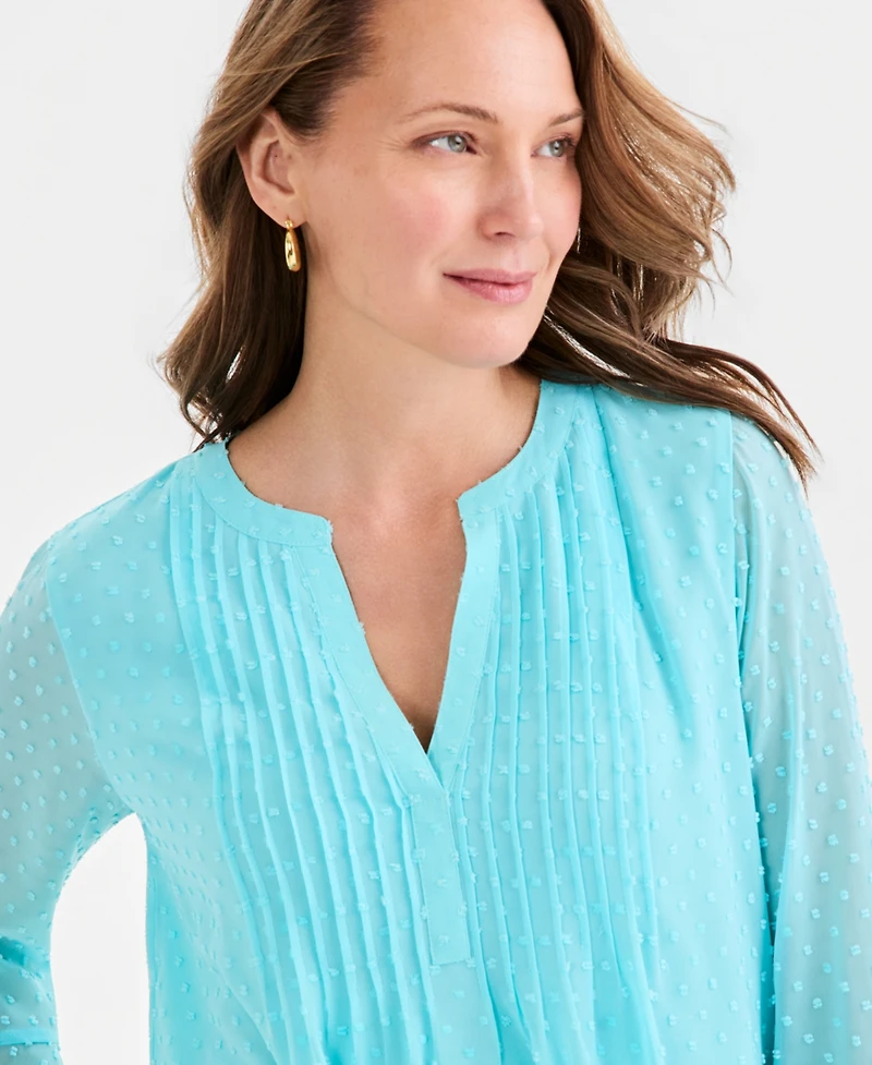 Style & Co Women's Textured Pintuck Ruffle Sleeve Top, Created for Macy's