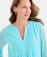 Style & Co Women's Textured Pintuck Ruffle Sleeve Top, Created for Macy's