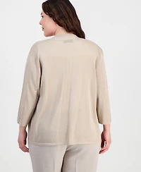Kasper Plus Open-Front Cardigan