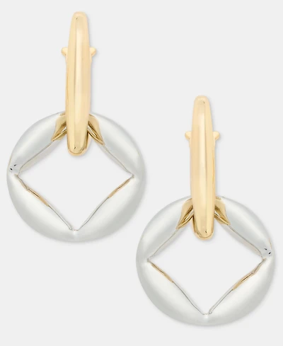Karl Lagerfeld Paris Puffy Geometric Charm Hoop Earrings