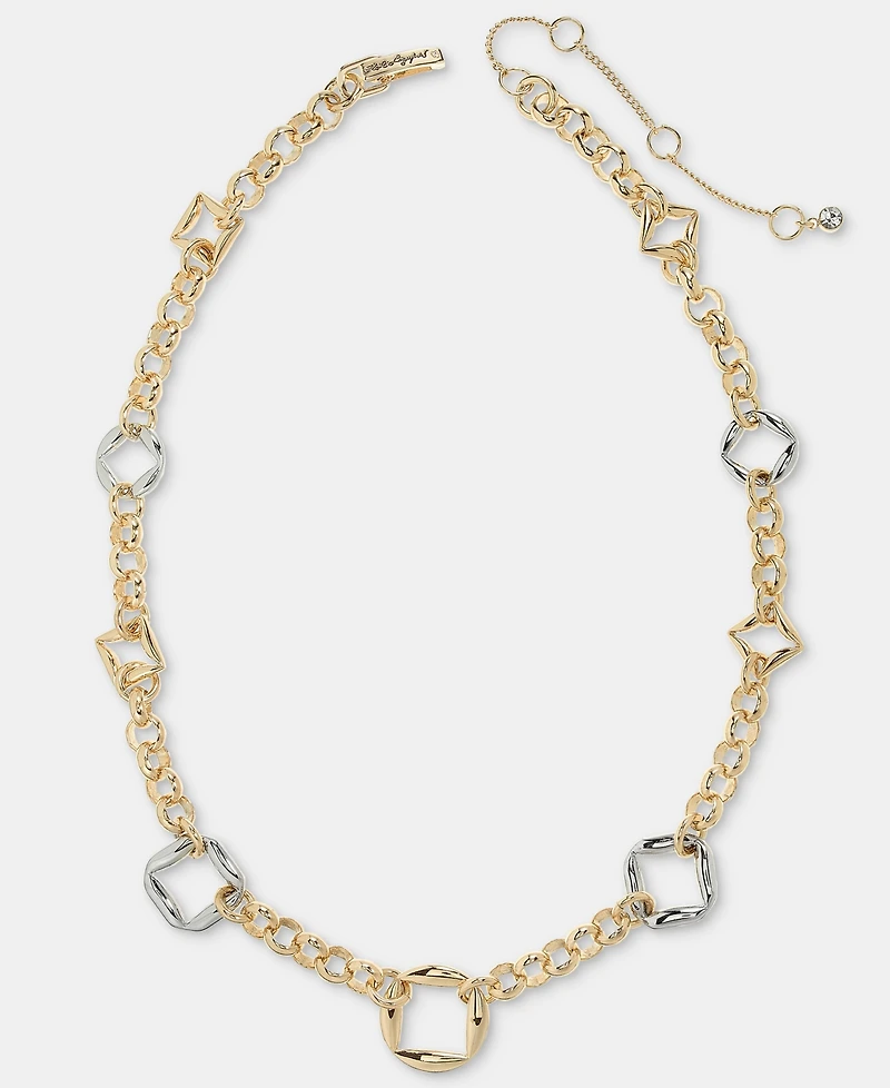 Karl Lagerfeld Paris Puffy Geometric Link Collar Necklace, 16" + 3" extender
