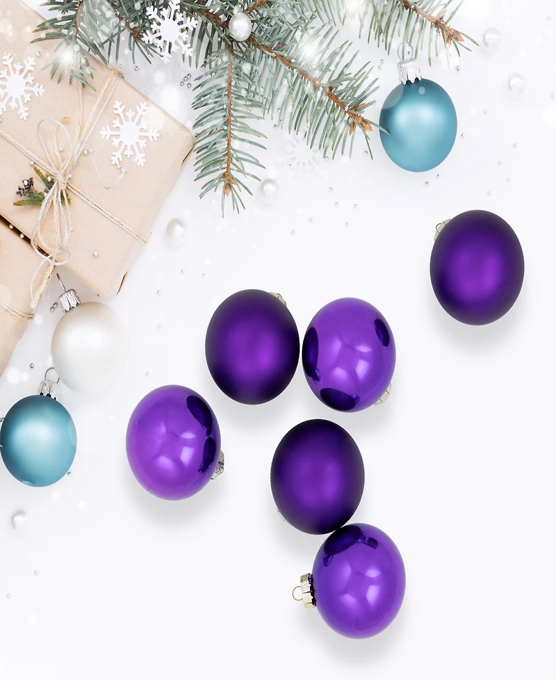 Northlight 6-Piece Shiny and Matte Purple Glass Ball Christmas Ornament Set 3.25" 80mm