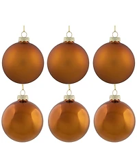 Northlight 6-Piece Shiny and Matte Copper Glass Ball Christmas Ornament Set 3.25" 80mm