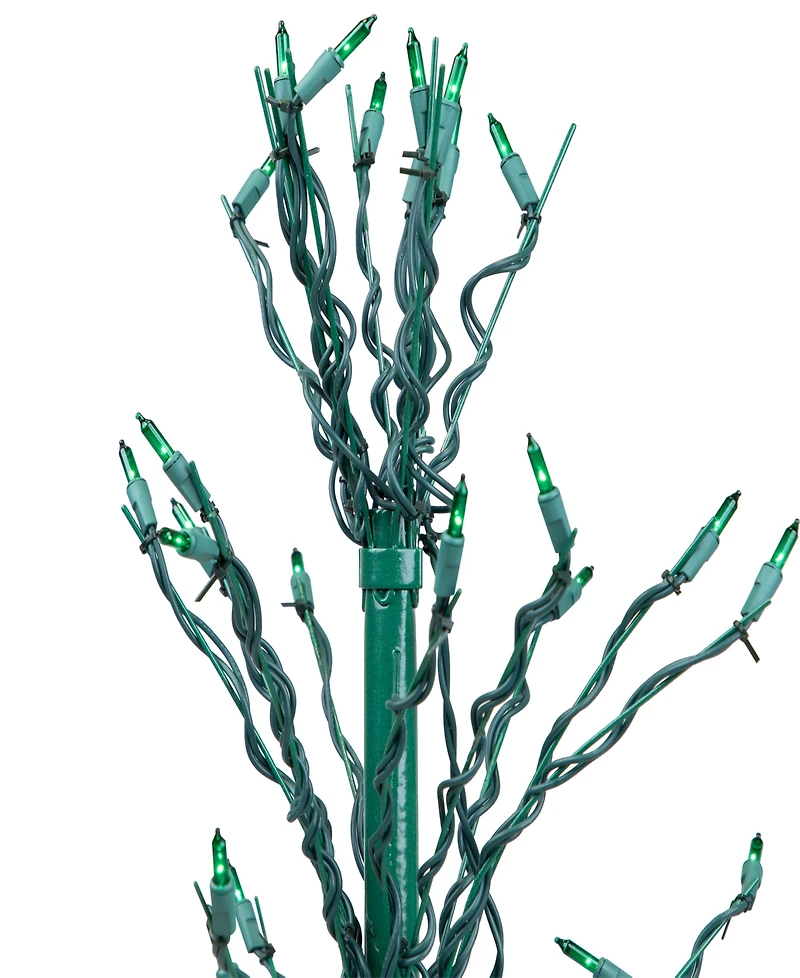 Northlight 4' Green Lighted Christmas Cascade Twig Tree Outdoor Decoration - Green Lights