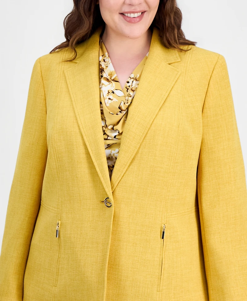 Kasper Plus Single-Button Notched-Lapel Blazer
