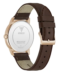 Guess Men's Rose Gold-Tone Brown Leather Watch, 40mm
