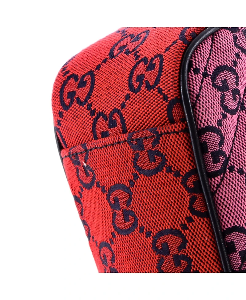 Pre-Owned Gucci Small Gg Marmont Flap Bag Diagonal Quilted Gg Canvas with Leather