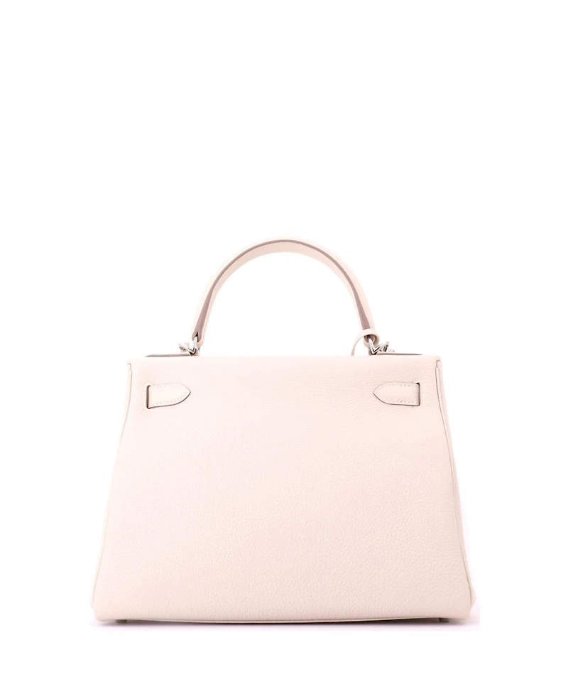 Pre-Owned HERMES Kelly 28 Handbag Light Togo with Palladium Hardware