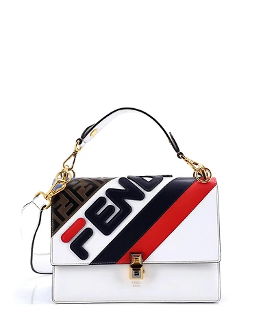 Pre-Owned Fendi Medium Mania Logo Kan I Bag Inlaid Leather