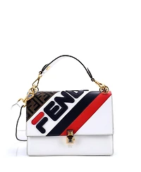 Pre-Owned Fendi Medium Mania Logo Kan I Bag Inlaid Leather