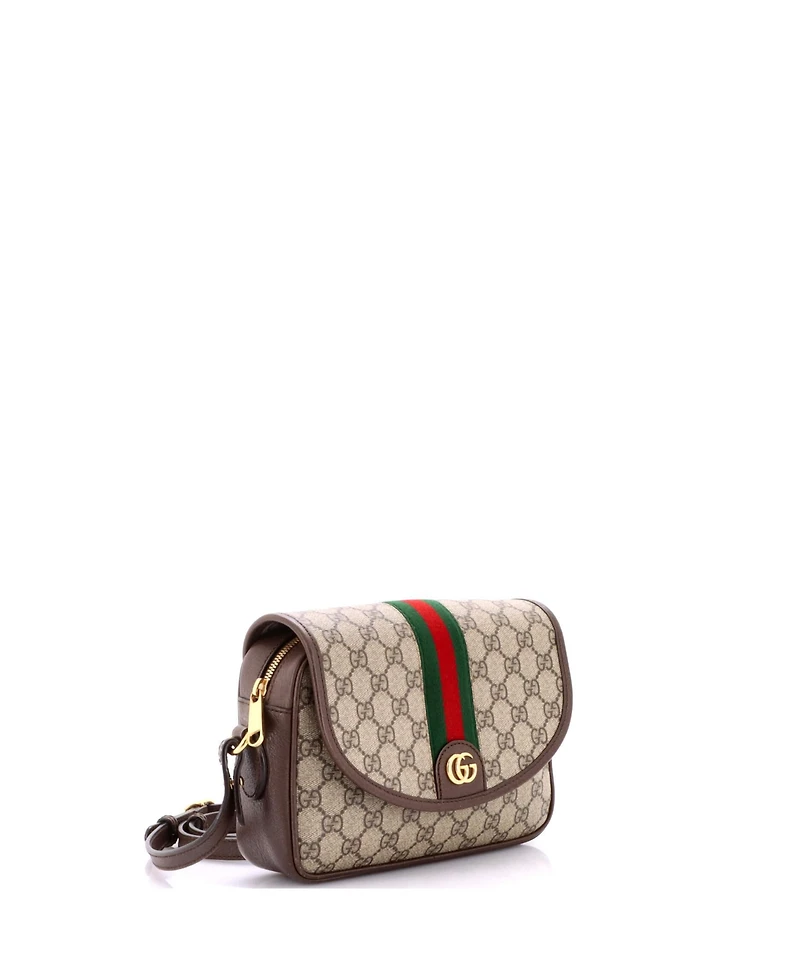 Pre-Owned Gucci Small Ophidia Flap Shoulder Bag Gg Coated Canvas