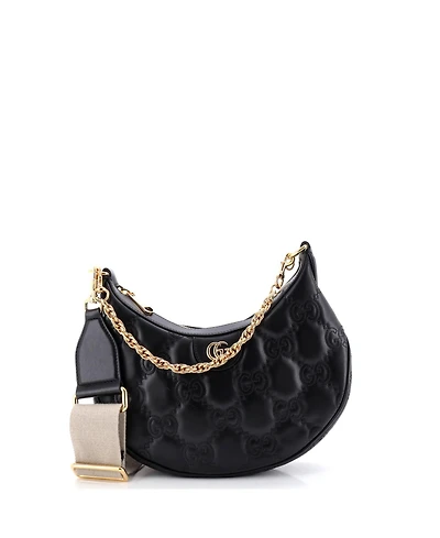 Pre-Owned Gucci Small Half Moon Hobo Gg Matelasse Leather