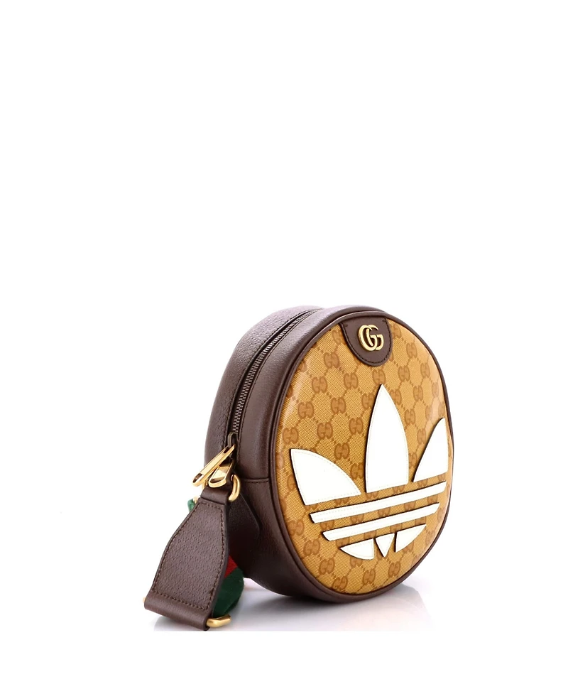 Pre-Owned Gucci Small x adidas Ophidia Round Crossbody Bag Gg Coated Canvas
