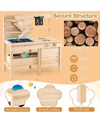 Mecale Outdoor Pretend Play Kitchen with Detachable Sandbox & Removable Sink for Kids