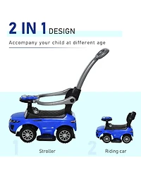 Aosom 3 in 1 Push Car, Sliding Car with Horn Music Light,