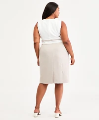 Kasper Plus Crewneck Sleeveless Colorblocked Sheath Dress