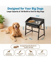 Aronkl Spill Proof Tilted Elevated Dog Bowl Set Large Breed 15" Tall Stainless Steel Food Water Stand Indoor Outdoor Easy Clean