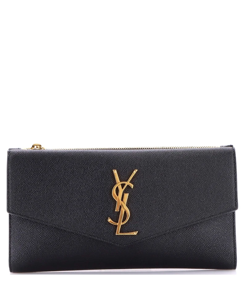 Pre-Owned Saint Laurent Long Uptown Flap Wallet Leather