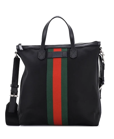 Pre-Owned Gucci Medium Web Zip Tote Techno Canvas