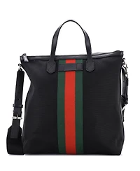 Pre-Owned Gucci Medium Web Zip Tote Techno Canvas