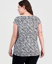 Kasper Plus Knot-Neck Extended-Shoulder Top