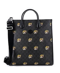 Pre-Owned Gucci Vertical Interlocking G Tote Printed Gg Coated Canvas