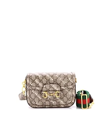 Pre-Owned Gucci Mini x Balenciaga The Hacker Project Horsebit 1955 Shoulder Bag Gg Coated Canvas