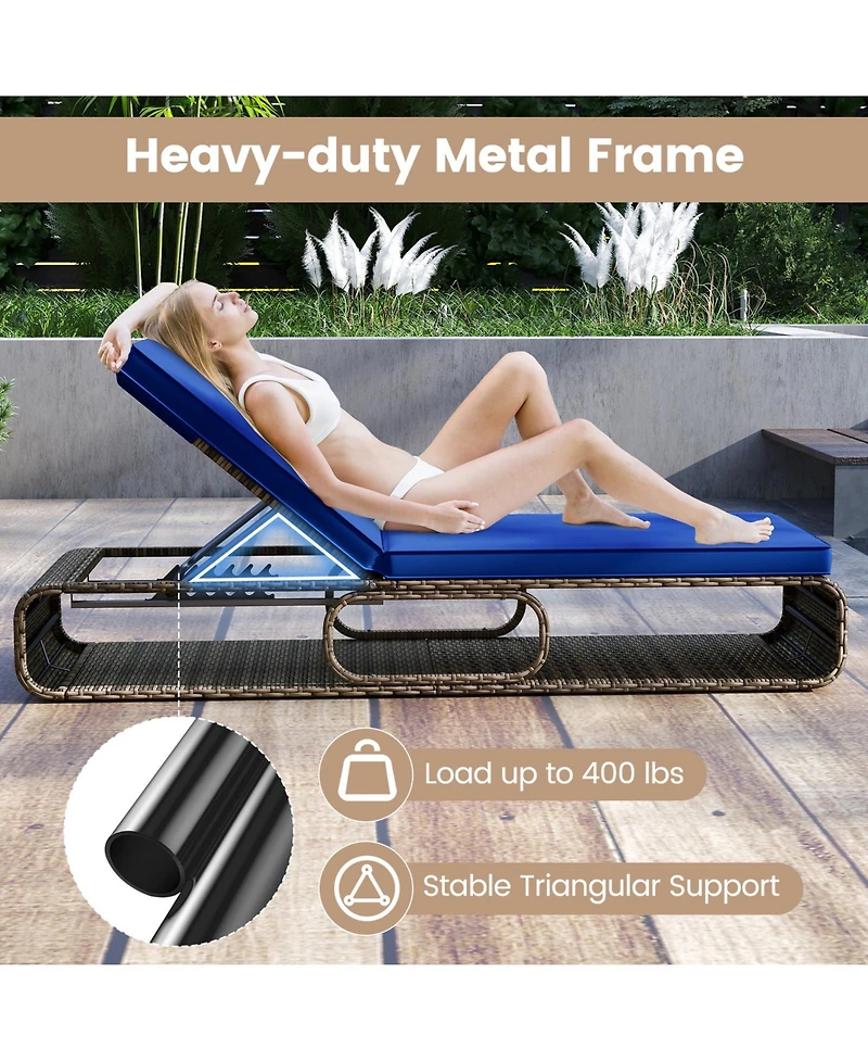 Gymax Chaise Lounge Chair w/ Adjustable Backrest Cushion and Storage Outdoor