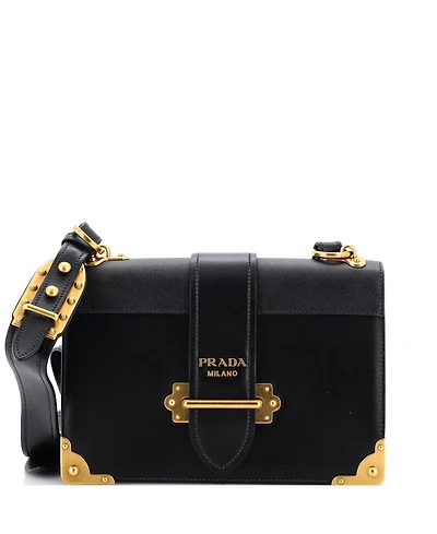 Pre-Owned Prada Cahier Crossbody Bag Leather and Saffiano Leather