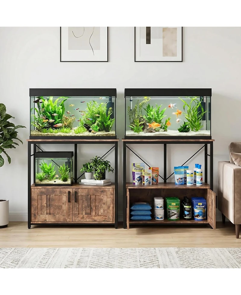 gaomon Heavy Duty Aquarium Stand for 40-50 Gallon Fish Tank - Metal & Wood Storage Cabinet Supports 660lbs Space Accessories Stylish Home
