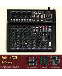 Pyle 8-Ch Digital Audio Mixer with Bluetooth and Dsp Effects (PMX408ST)