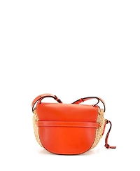 Pre-Owned Loewe Small Gate Shoulder Bag Leather with Raffia