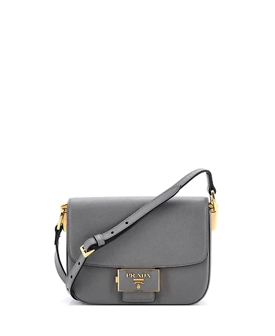 Pre-Owned Prada Small Embleme Flap Bag Saffiano Leather