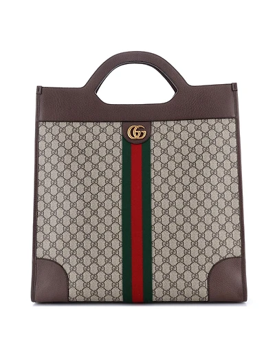 Pre-Owned Gucci Large Ophidia Cut Out Handle Tote Gg Coated Canvas