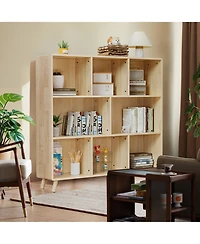 Rainsken 3-Tier Bookshelf, 8 Cube Open Storage Cabinet, Modern Wooden Bookcase for Living Room, Home Office