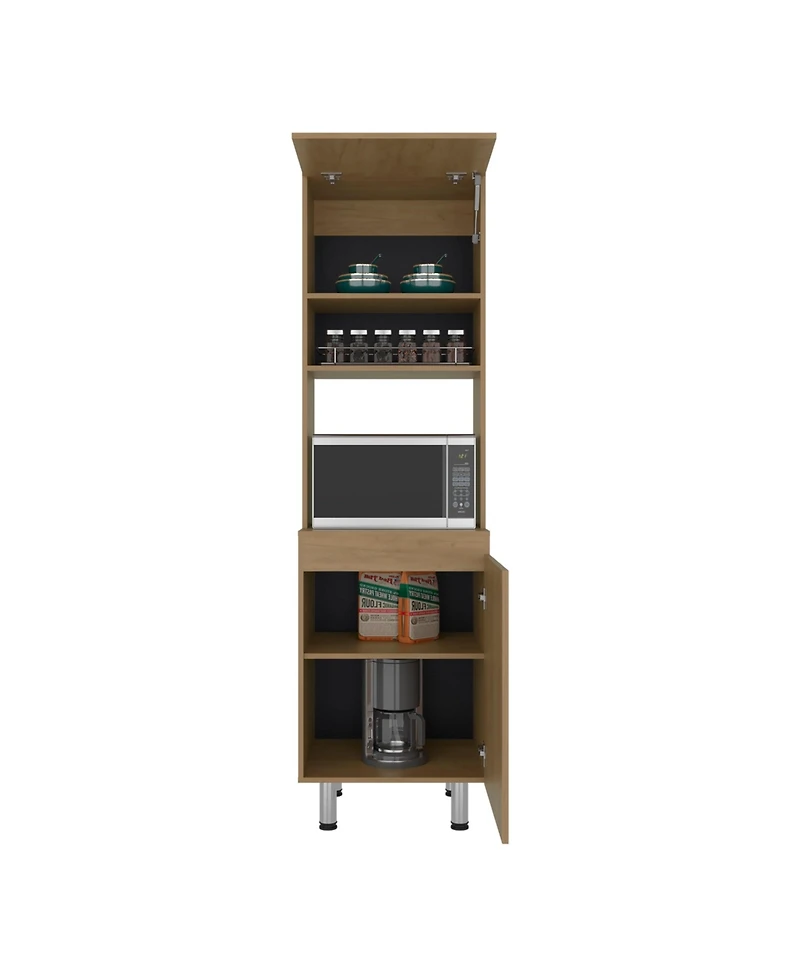 Depot E-Shop Fingal Kitchen Pantry with Microwave Space, Four Shelves and Closed Storage