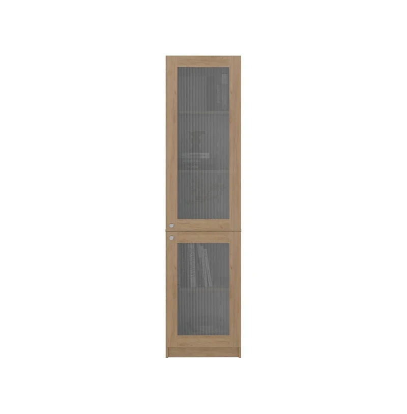 Depot E-Shop Surry Tall Bookcase 71" H with 2 Fluted Panel Doors and Five Interior Shelves