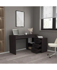 Depot E-Shop Neilton L-Shaped Desk, 3 Drawers, 2 Shelves