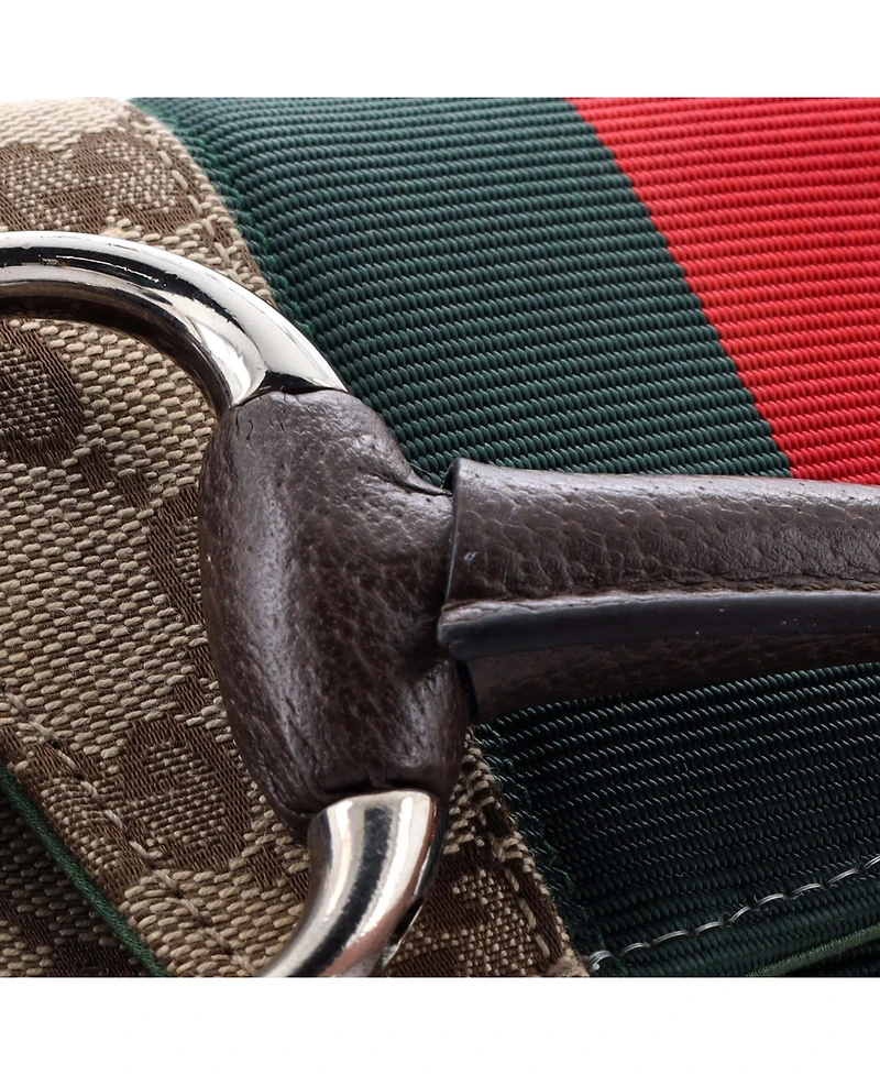 Pre-Owned Gucci Small Horsebit Nm Web Chain Clutch Gg Canvas