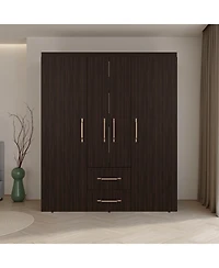 Depot E-Shop Valier Wardrobe, Deluxe Armoire with Multiple Storage Options and Metal Accents