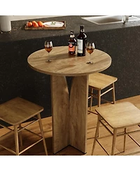 Tribesigns Round Bar Table, 39.37'' H Counter Height Cocktail Table, Wooden High Top Home Bar Unit