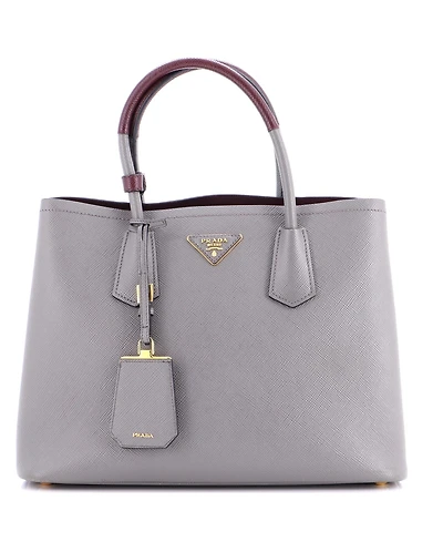 Pre-Owned Prada Medium Cuir Double Tote Saffiano Leather