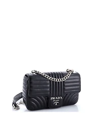 Pre-Owned Prada Medium Chain Flap Shoulder Bag Diagramme Quilted Leather