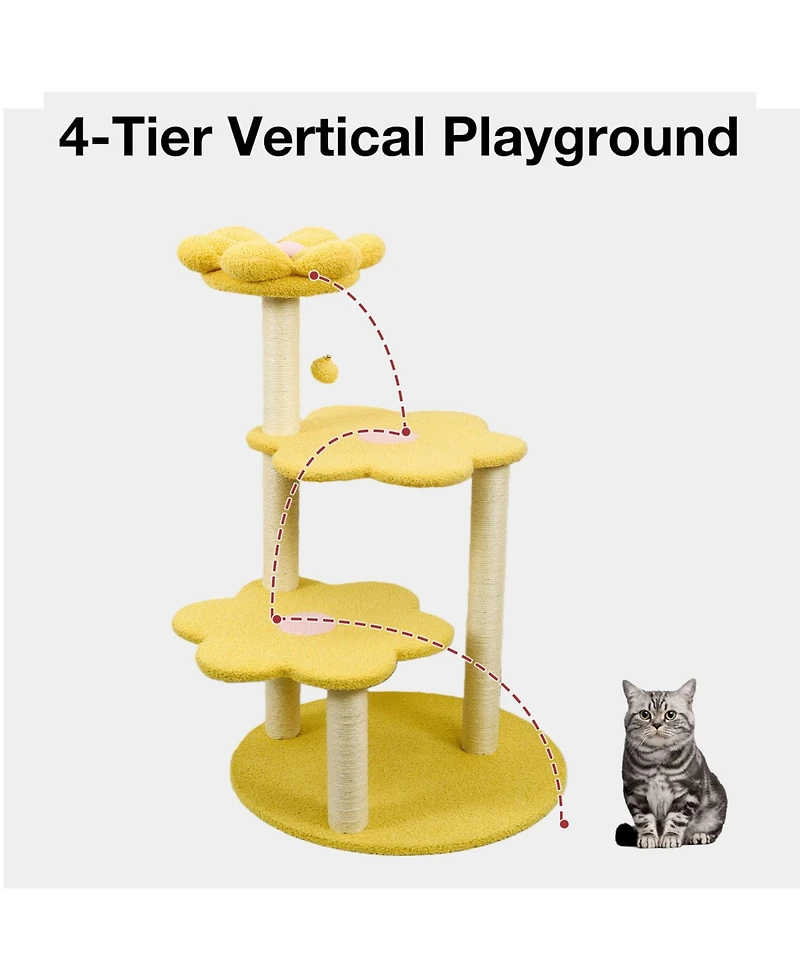 Aostirmotor Multi-Level Cat Tree with Removable Perch & Scratching Posts – Includes Hanging Toy