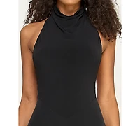 Alex & Sophia Juniors' Drape Halter Neck V-Waist Detail Gown