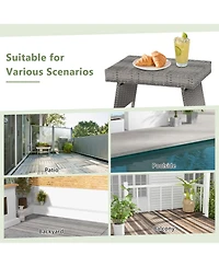 Inolait Folding Pe Rattan Side Coffee Table Patio Garden Furniture