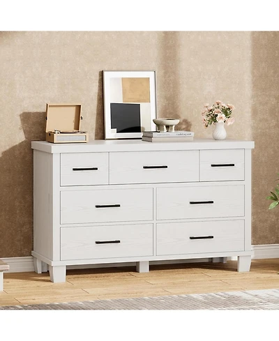 gaomon 7 Drawer Dresser for Bedroom, Wide Wood Chest of Drawers with Metal Handles, Large Storage Organizer Living Room