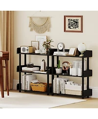 Slickblue 3-Tier Bookshelf with Anti-Tipping Kit and Industrial Storage Unit for Living