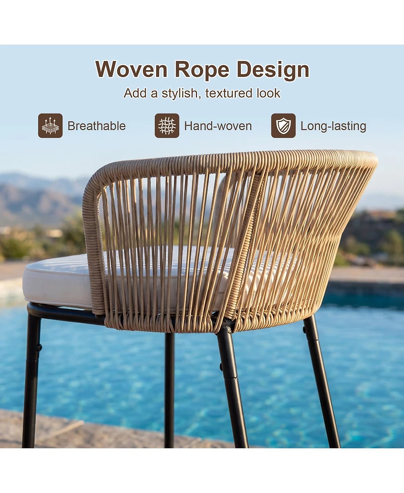 sumyeg Set of 2 Bar Height Woven Rope Patio Chairs