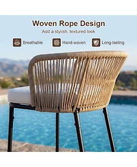 sumyeg Set of 2 Bar Height Woven Rope Patio Chairs